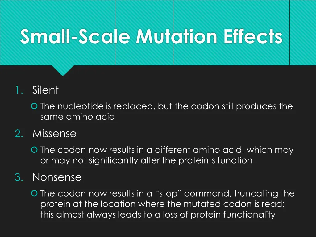 small scale mutation effects