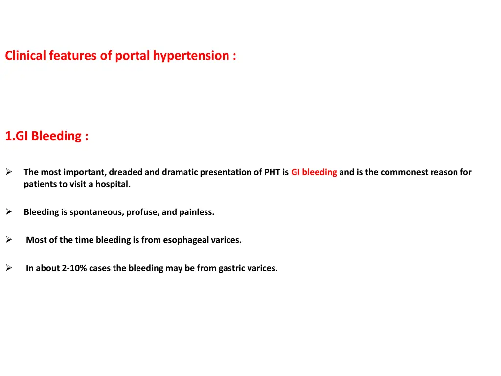 clinical features of portal hypertension