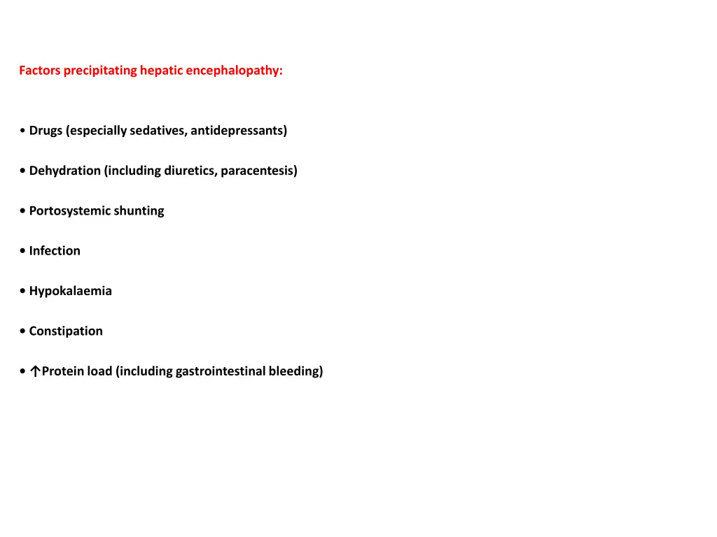 factors precipitating hepatic encephalopathy