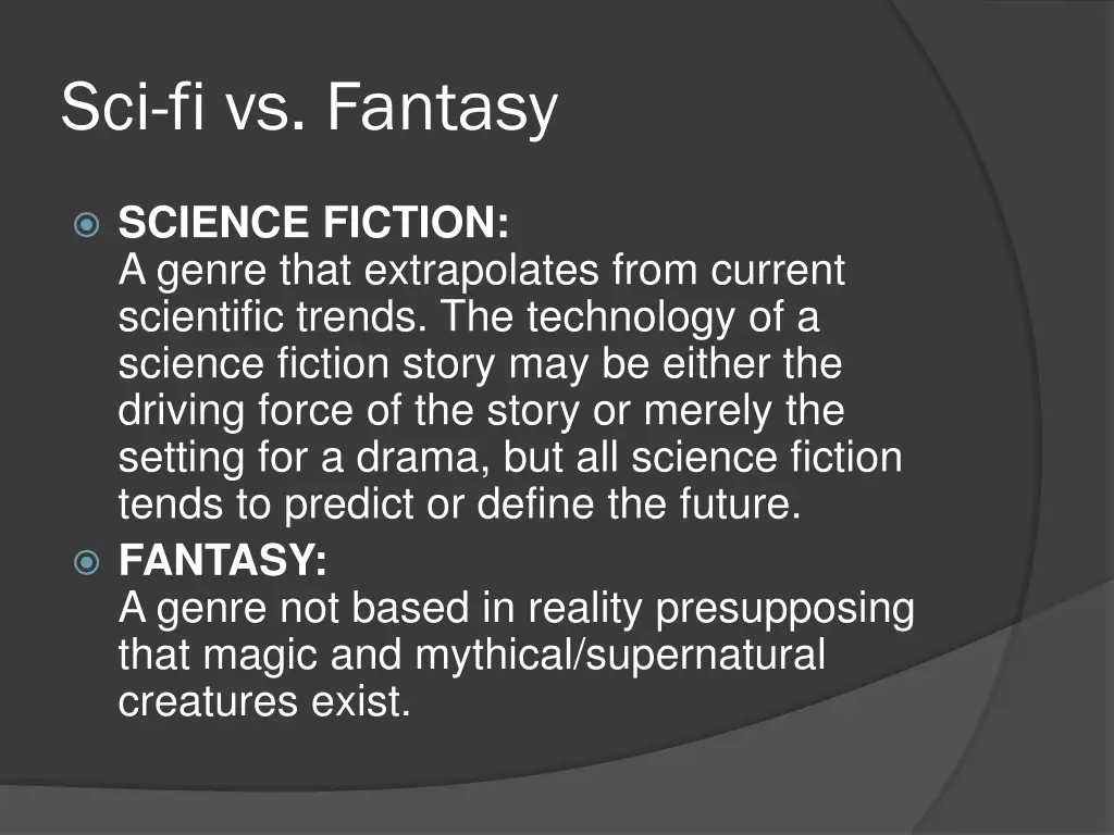 sci fi vs fantasy