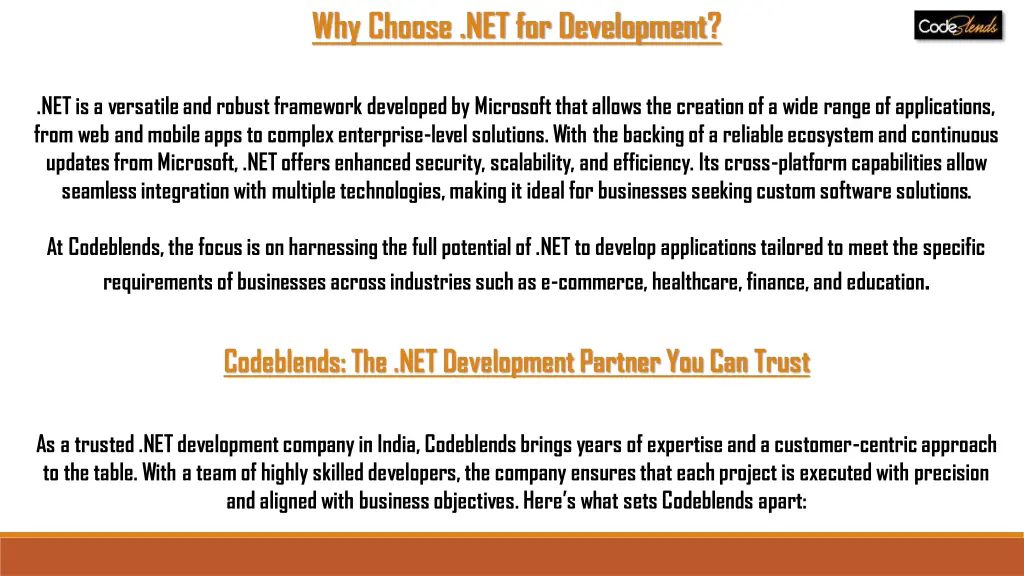 why choose net for development