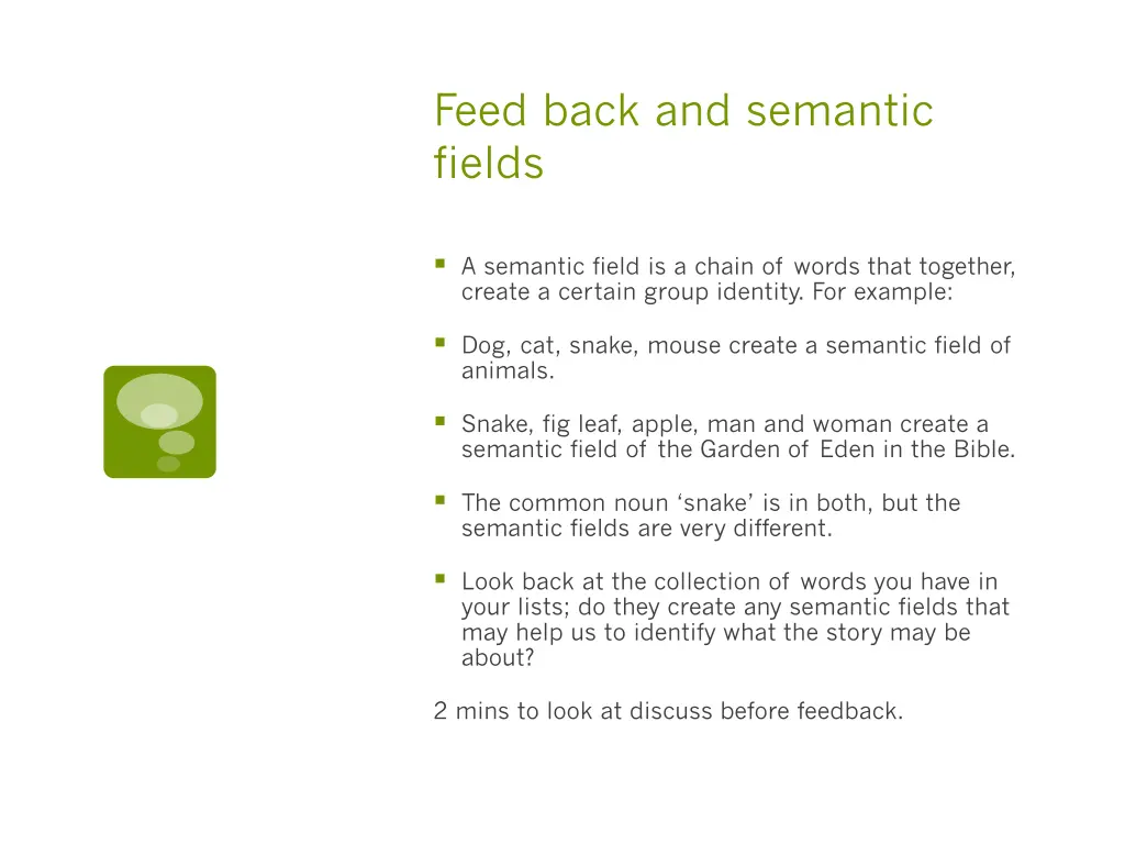 feed back and semantic fields