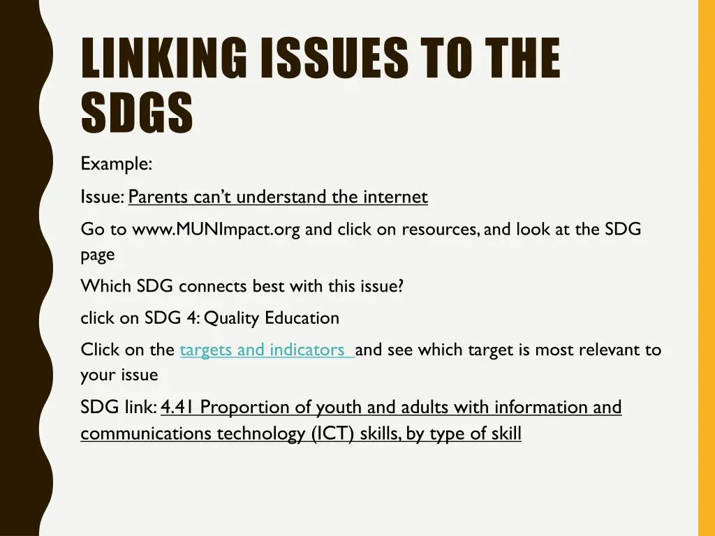 linking issues to the sdgs example