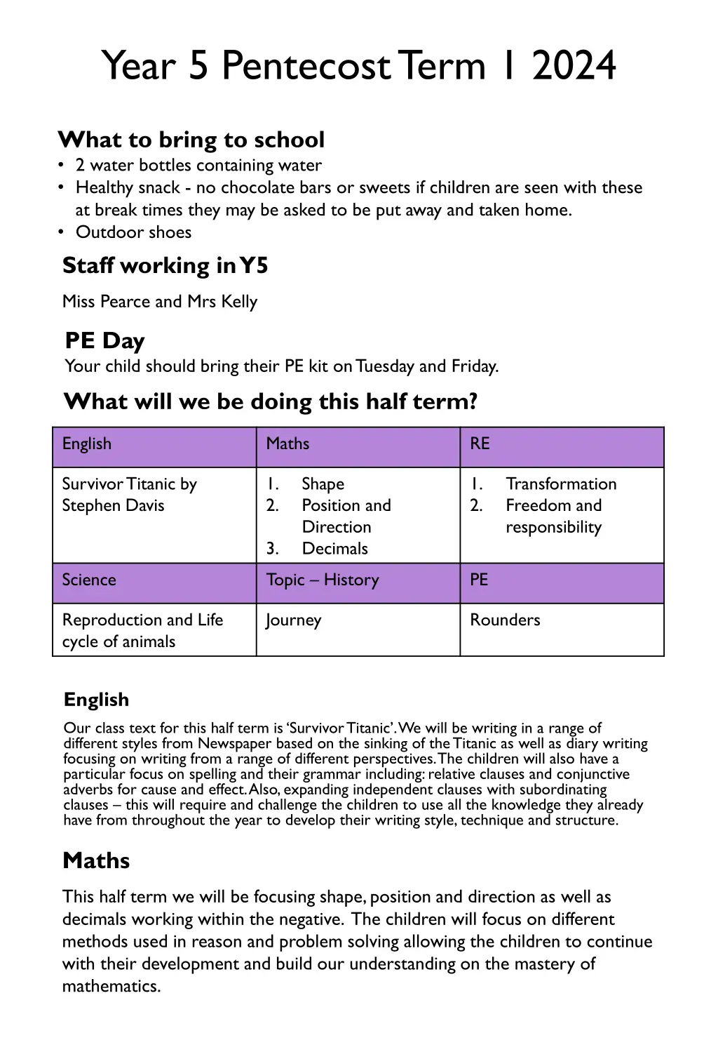 year 5 pentecost term 1 2024