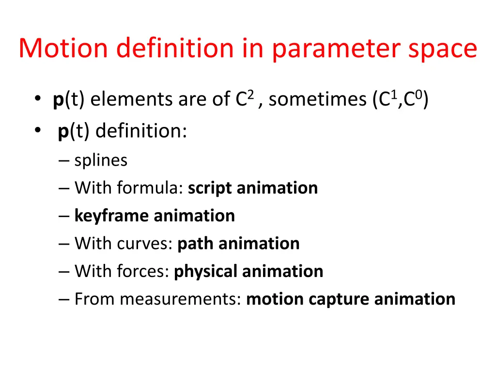 motion definition in parameter space