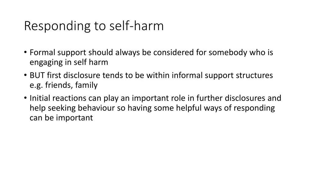 responding to self harm