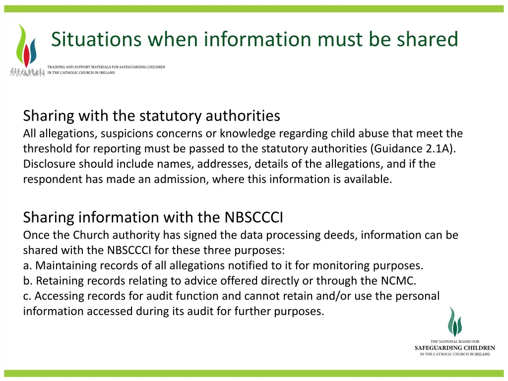 situations when information must be shared