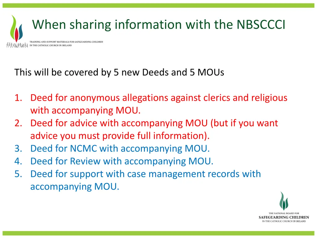 when sharing information with the nbsccci