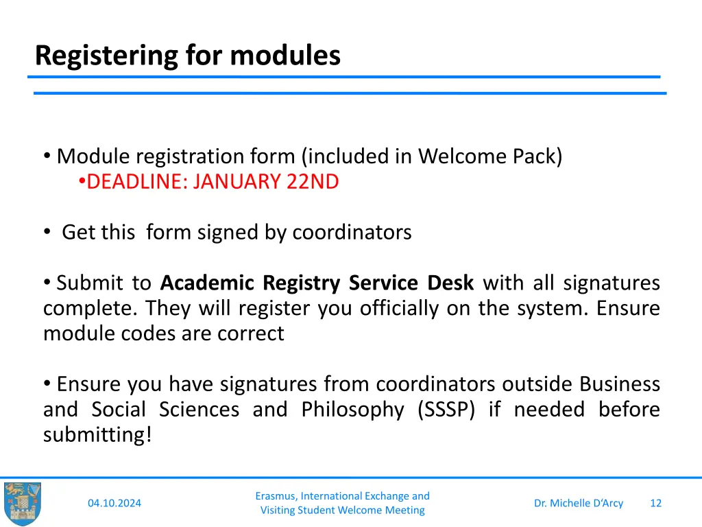 registering for modules