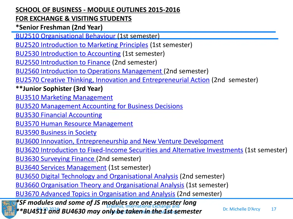 school of business module outlines 2015 2016