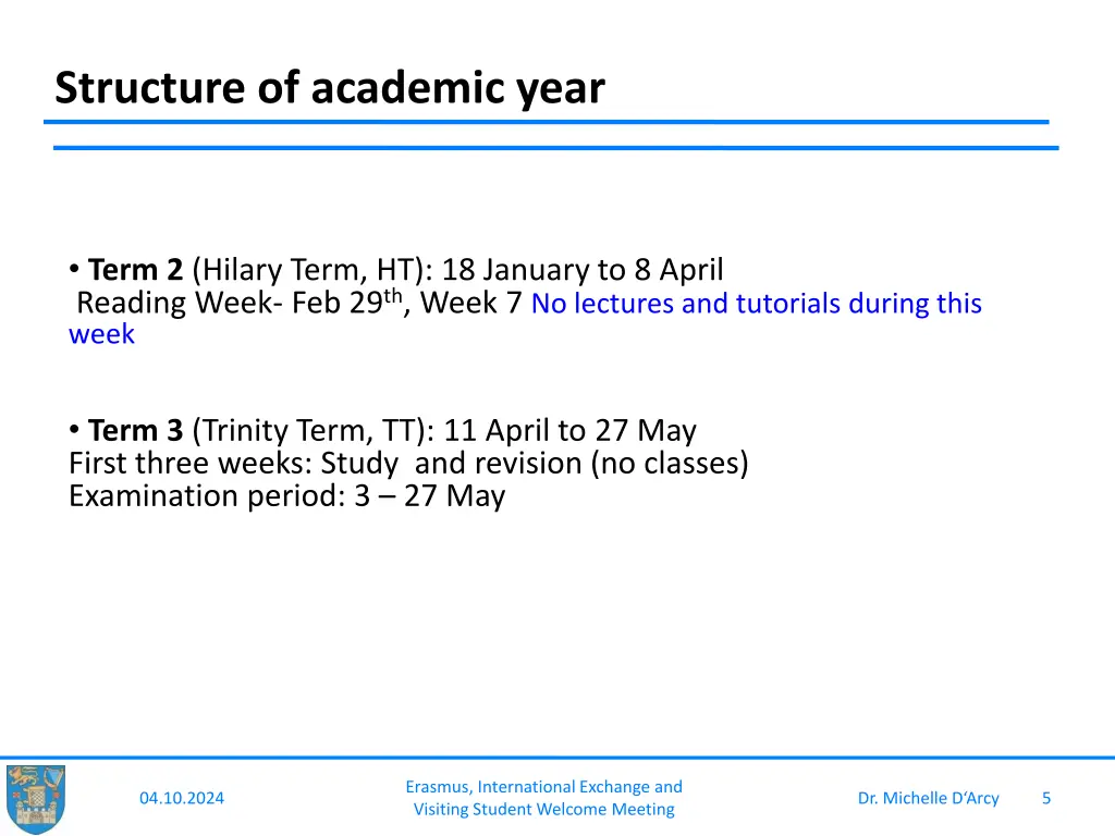 structure of academic year