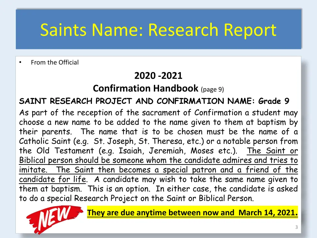 saints name research report 1