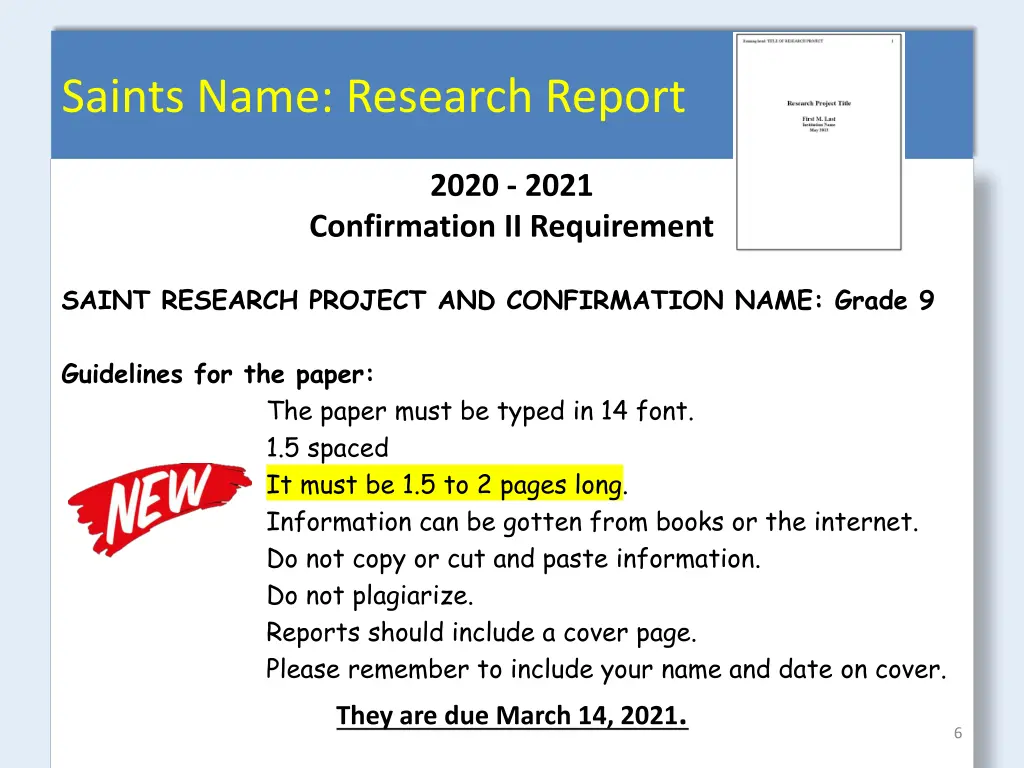 saints name research report 2