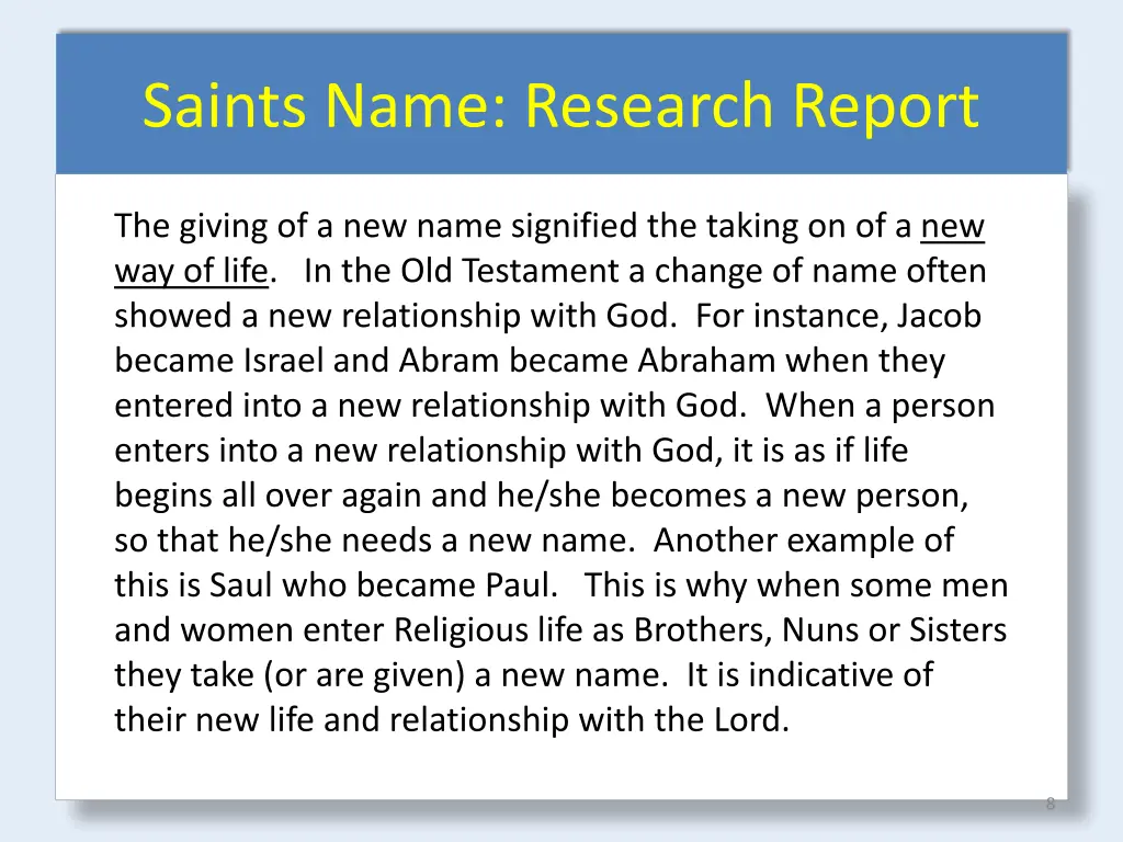 saints name research report 3