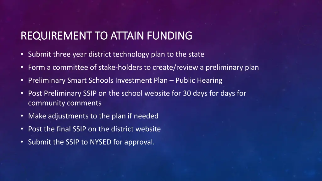 requirement to attain funding requirement