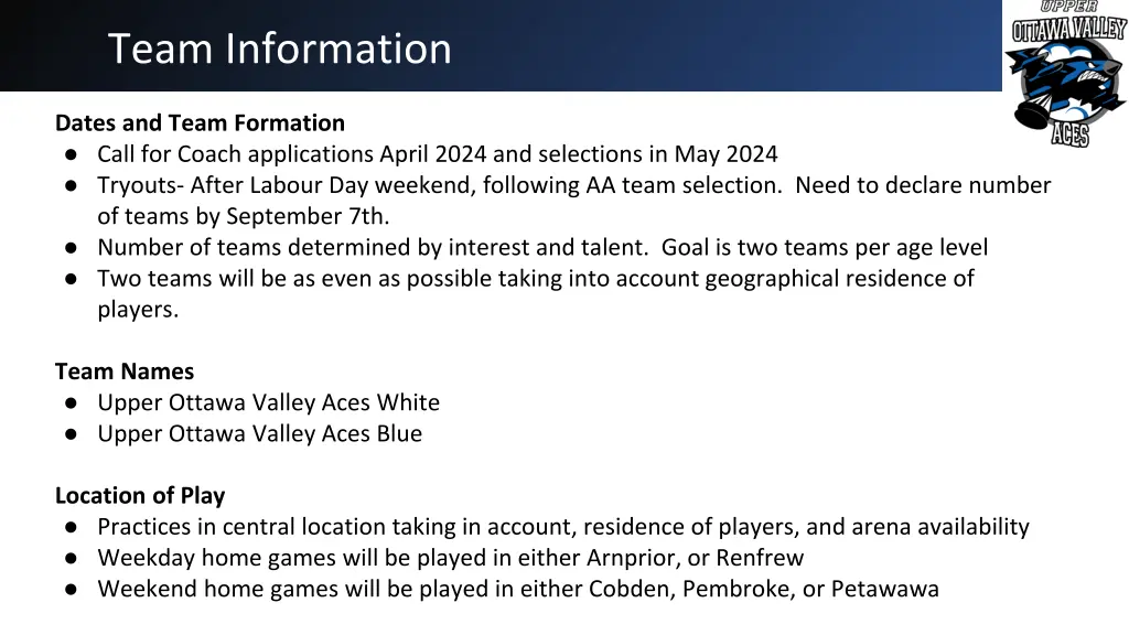 team information