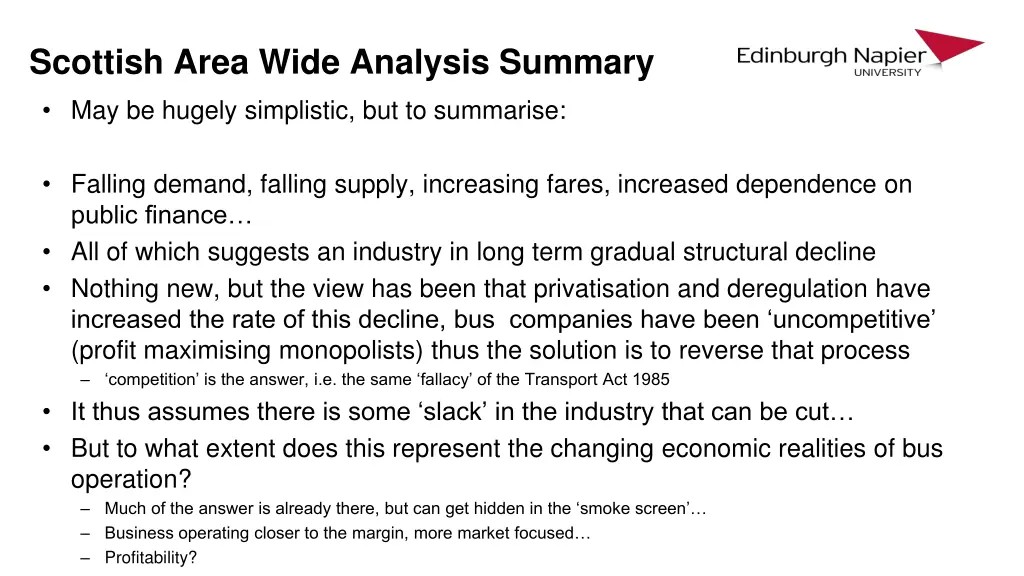 scottish area wide analysis summary