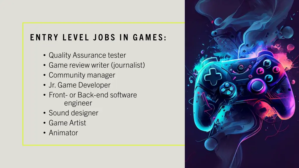 entry level jobs in games