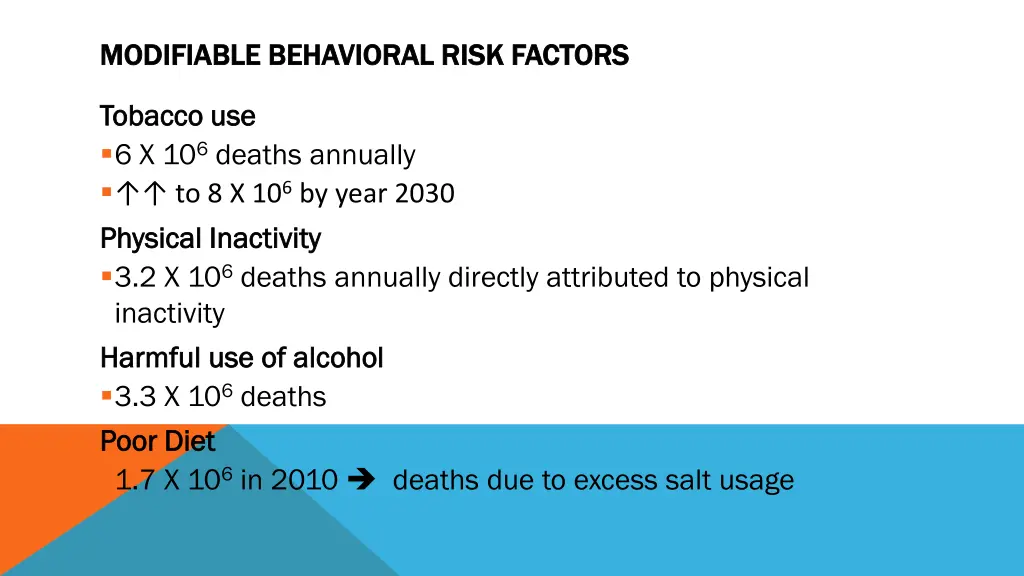 modifiable behavioral risk factors modifiable