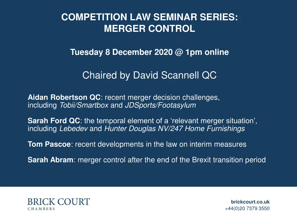 competition law seminar series merger control 1