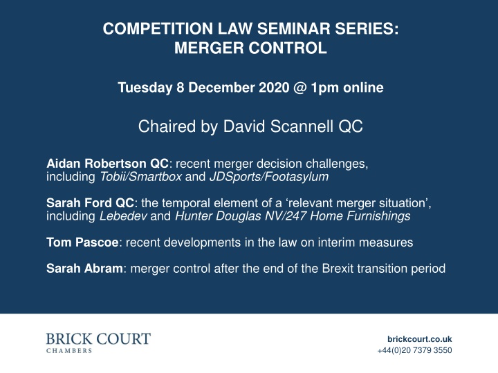 competition law seminar series merger control