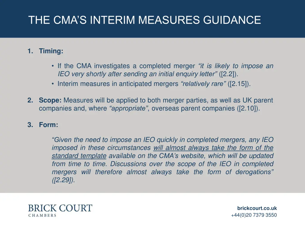 the cma s interim measures guidance