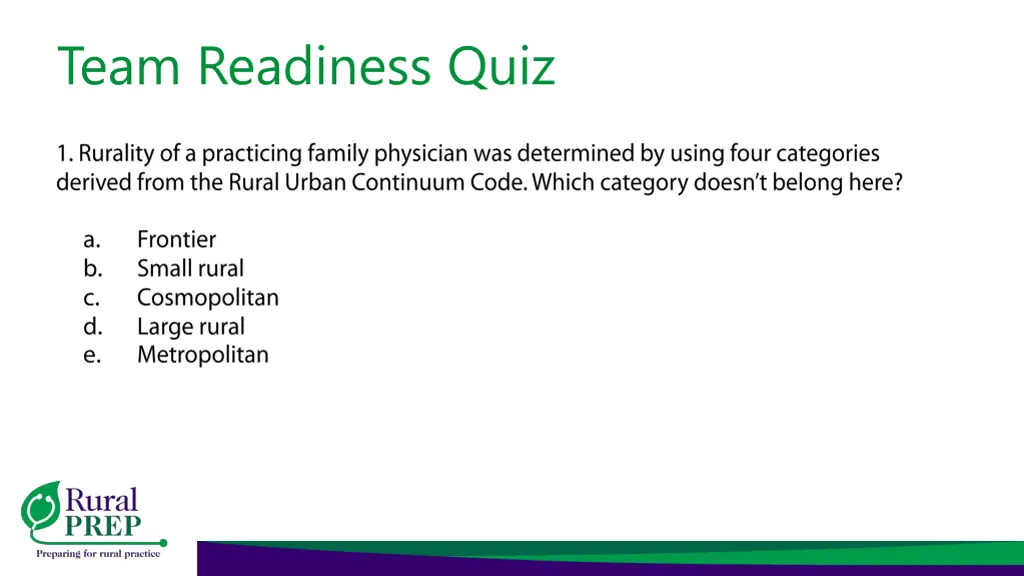 team readiness quiz 1