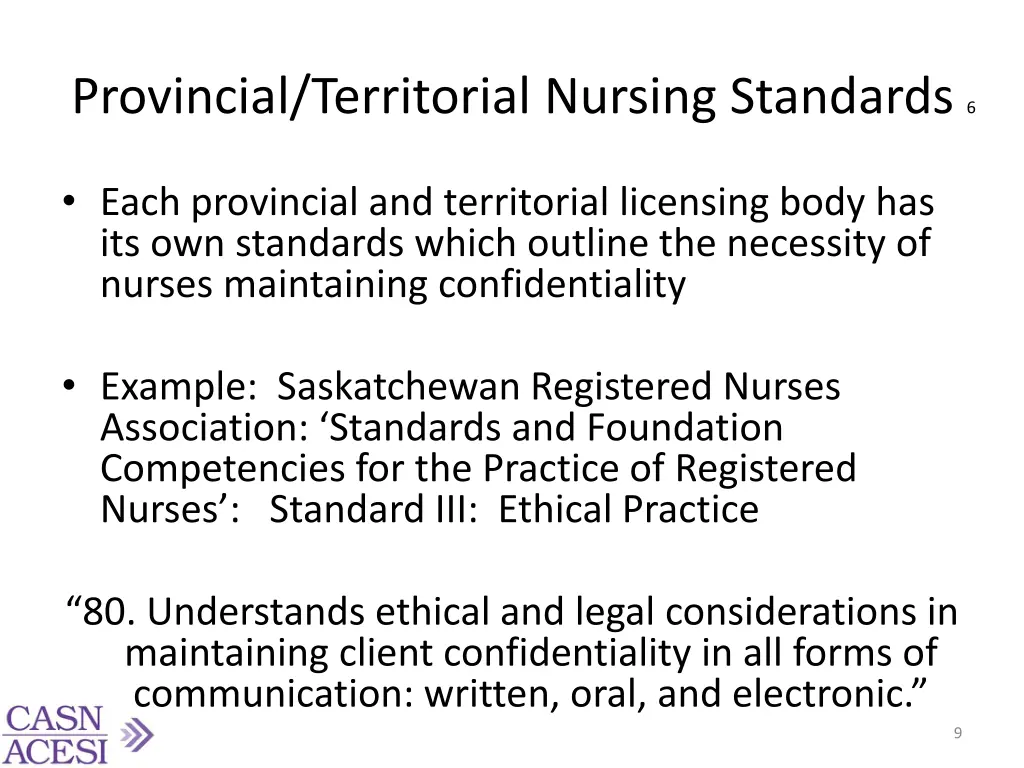 provincial territorial nursing standards 6