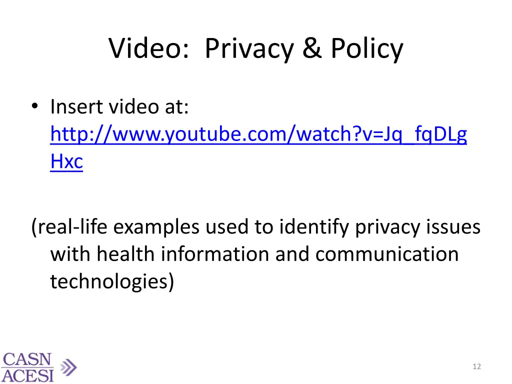 video privacy policy