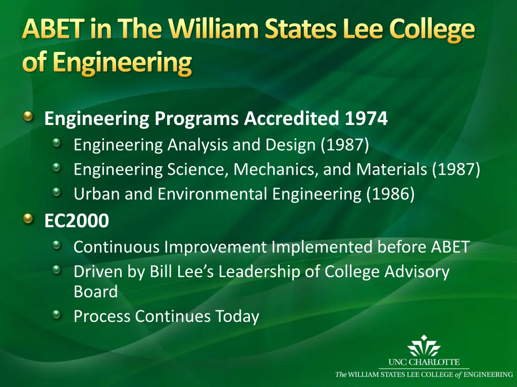 abet in the william states lee college