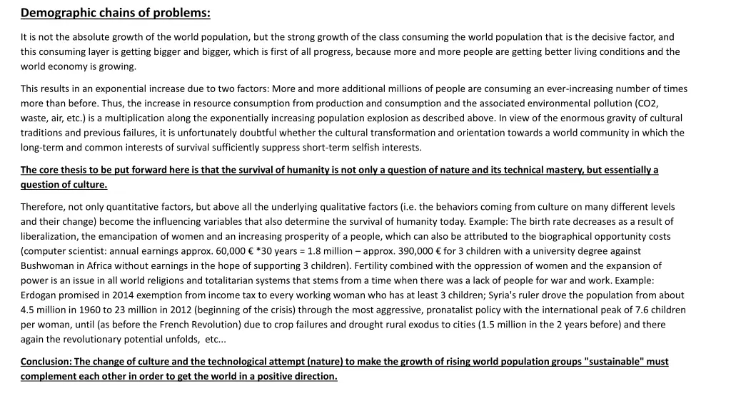 demographic chains of problems