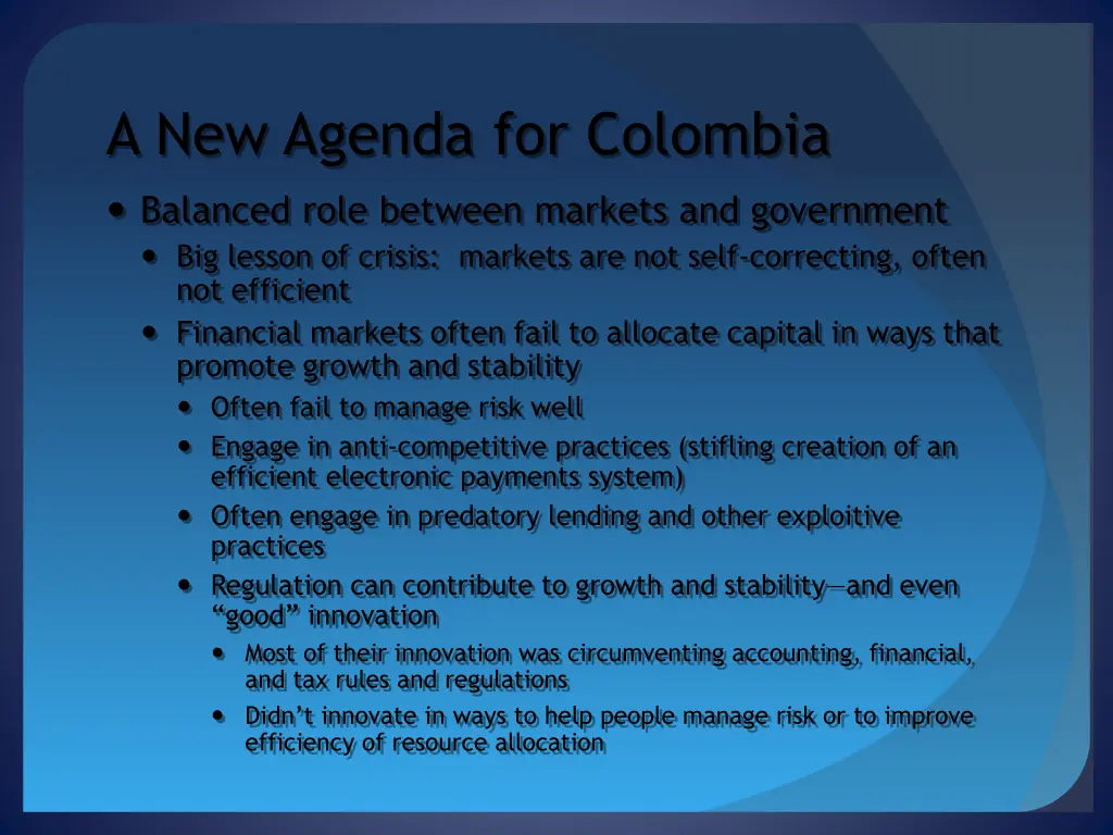 a new agenda for colombia