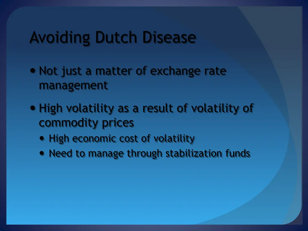 avoiding dutch disease