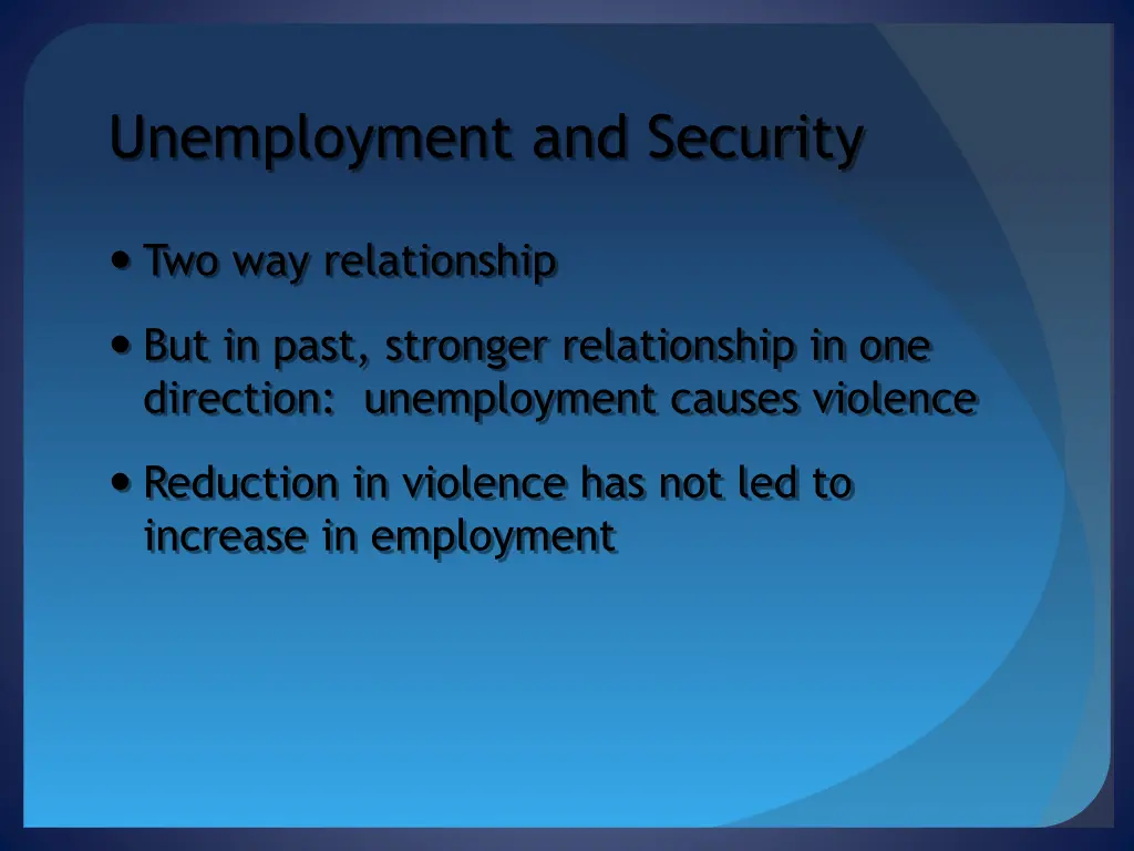 unemployment and security