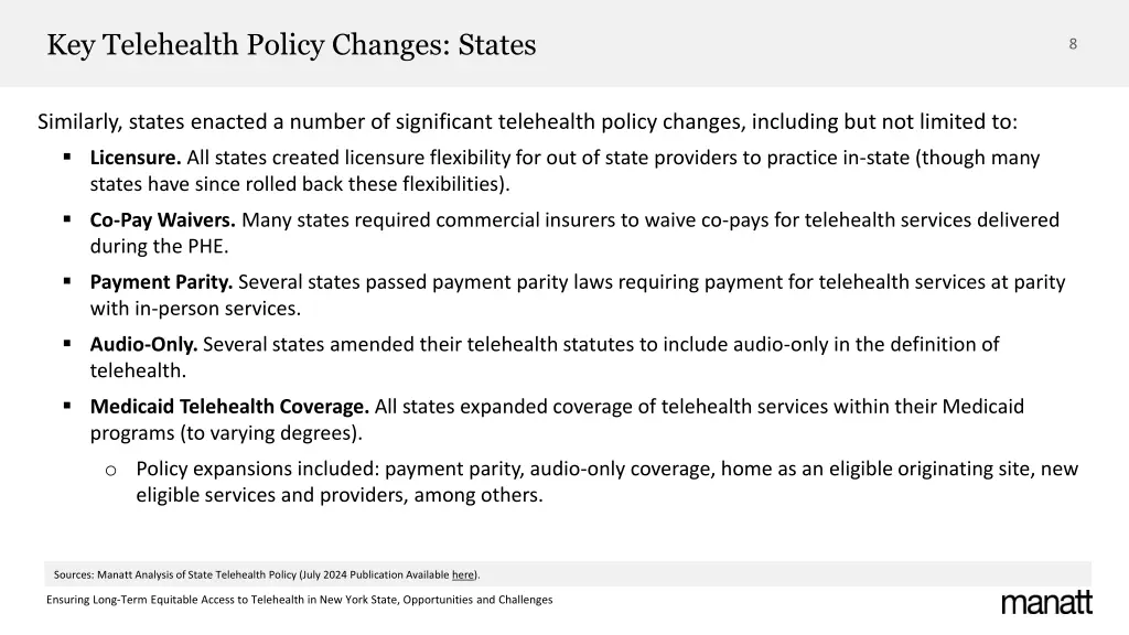 key telehealth policy changes states