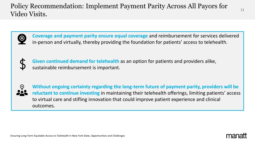 policy recommendation implement payment parity