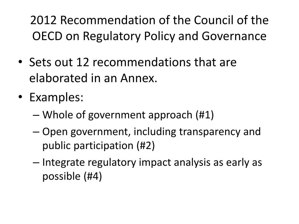 2012 recommendation of the council of the oecd 1