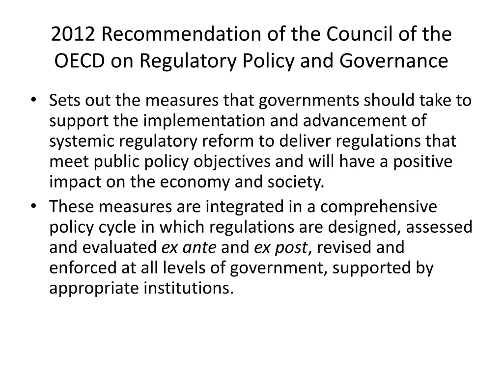 2012 recommendation of the council of the oecd