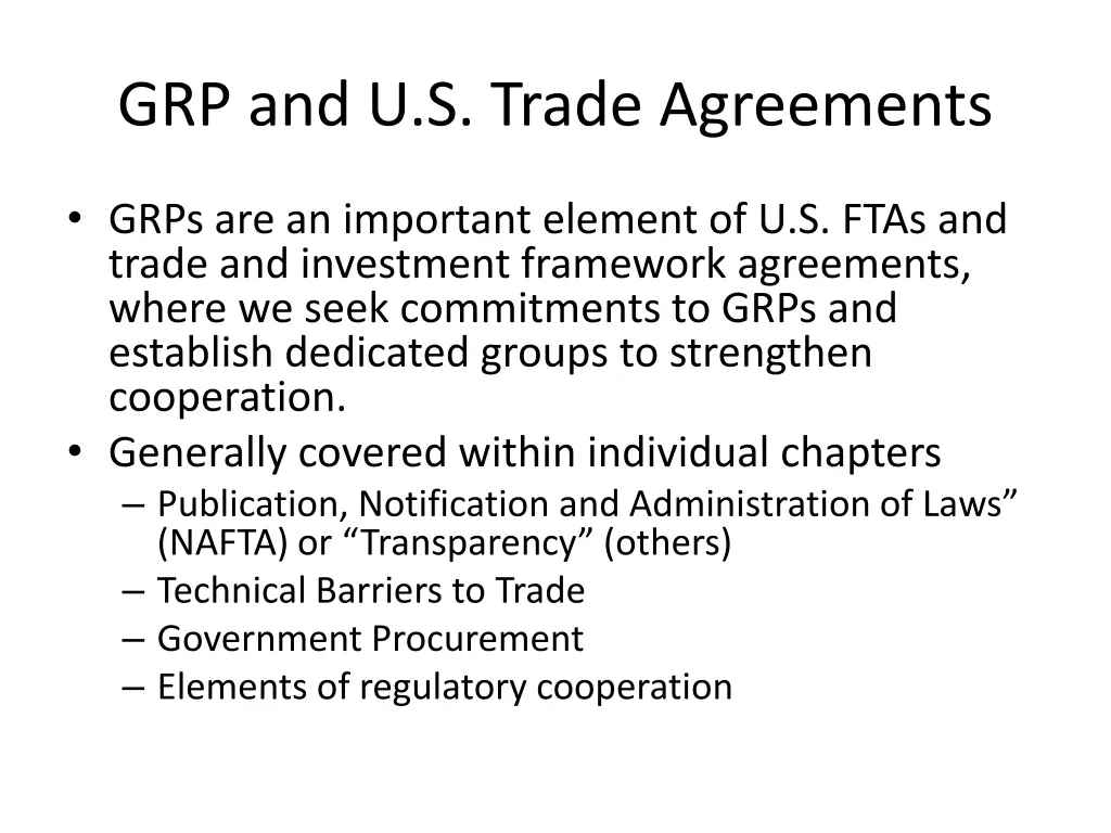 grp and u s trade agreements