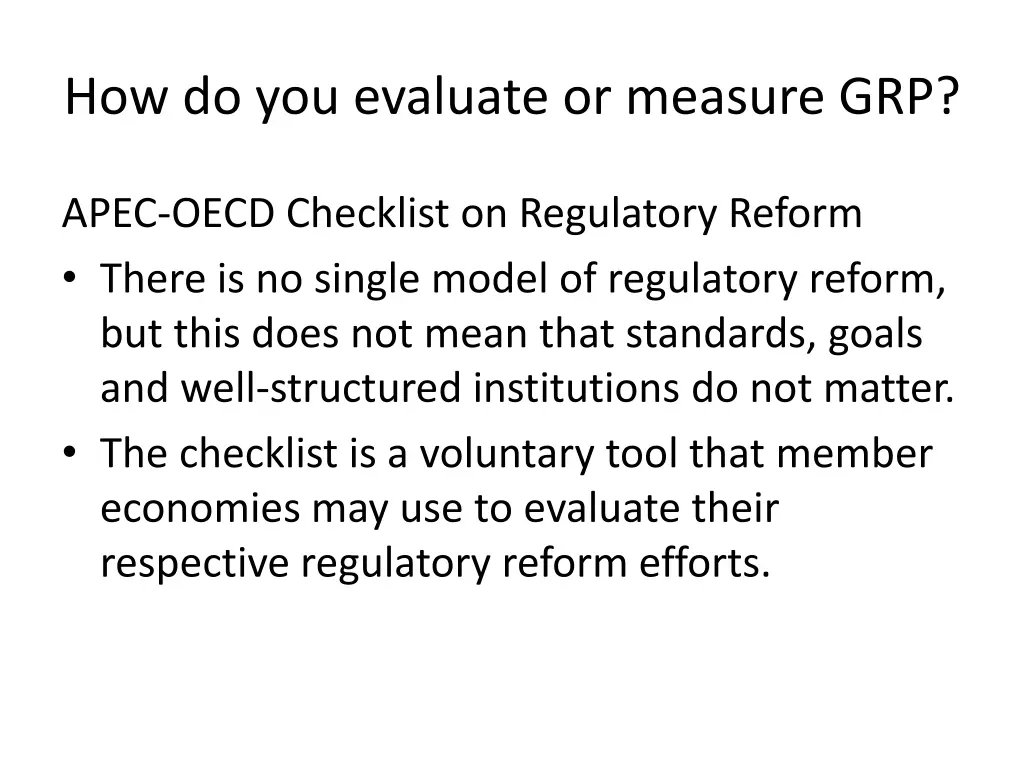 how do you evaluate or measure grp