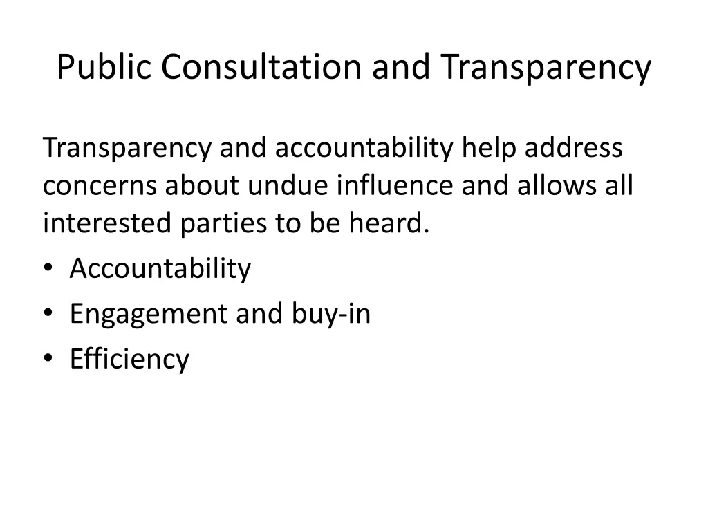 public consultation and transparency