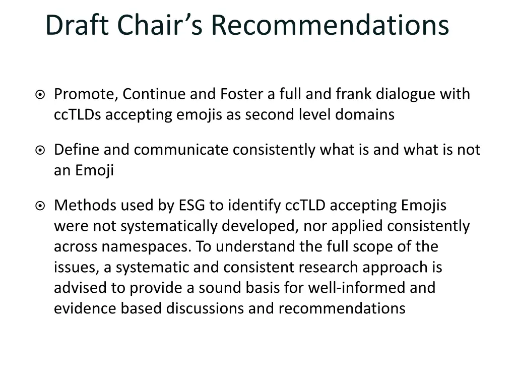 draft chair s recommendations