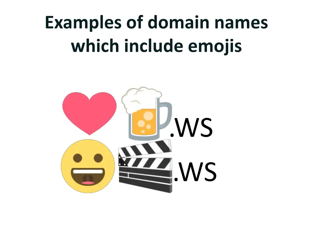 examples of domain names which include emojis