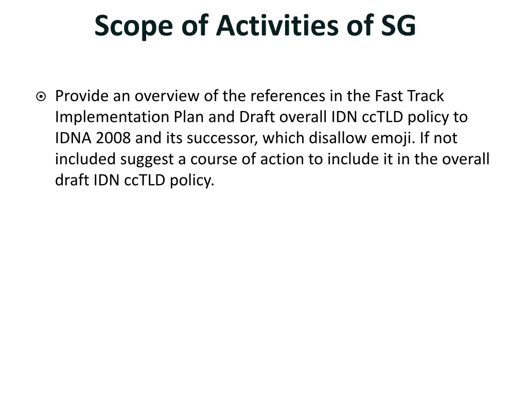 scope of activities of sg 2