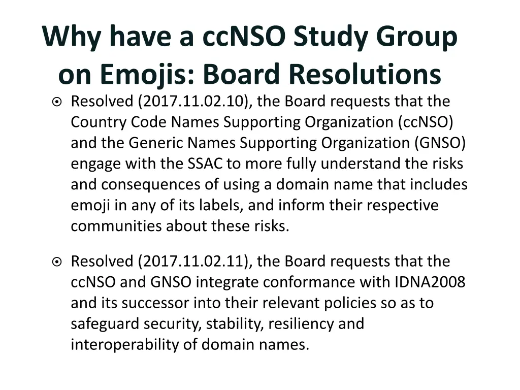 why have a ccnso study group on emojis board