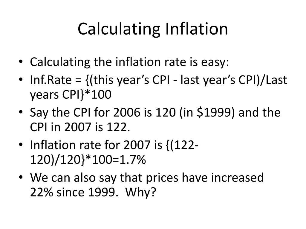 calculating inflation