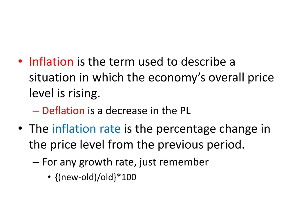 inflation is the term used to describe