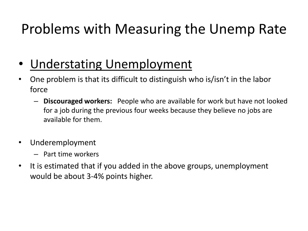 problems with measuring the unemp rate 1