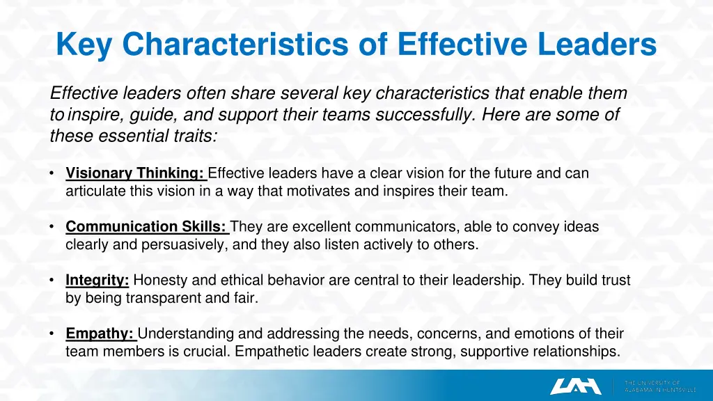 key characteristics of effective leaders