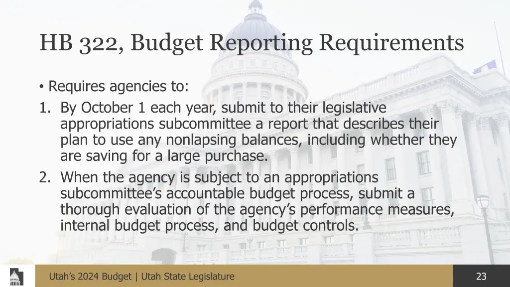 hb 322 budget reporting requirements